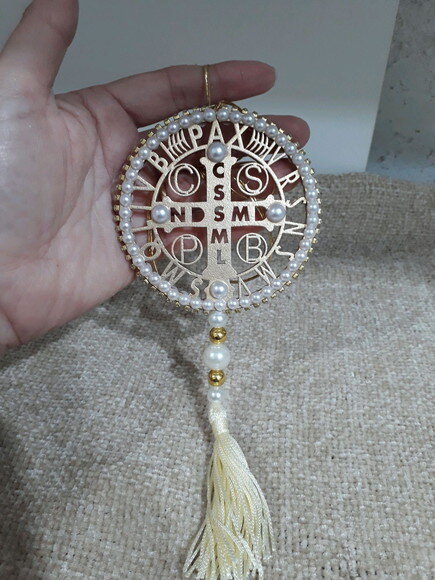 Pingente de Carro com Medalha de São Bento