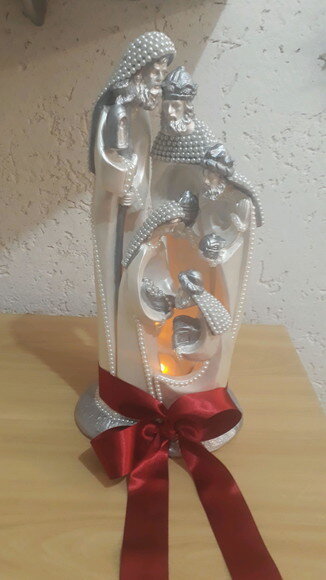 Presépio estilizado, 5 peças, com vela de led