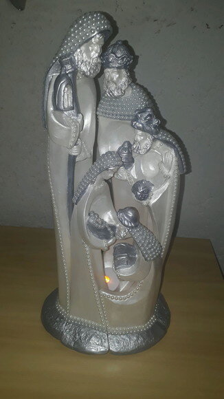 Presépio estilizado, 5 peças, com vela de led