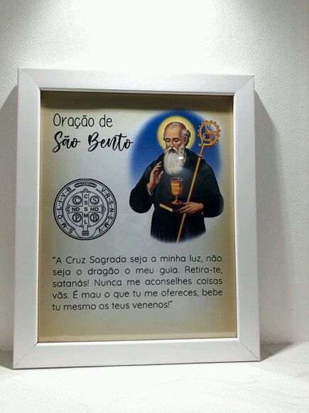 Quadro Decorativo religioso com oração de São Bento
