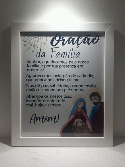 Quadro Decorativo religioso com oração da família
