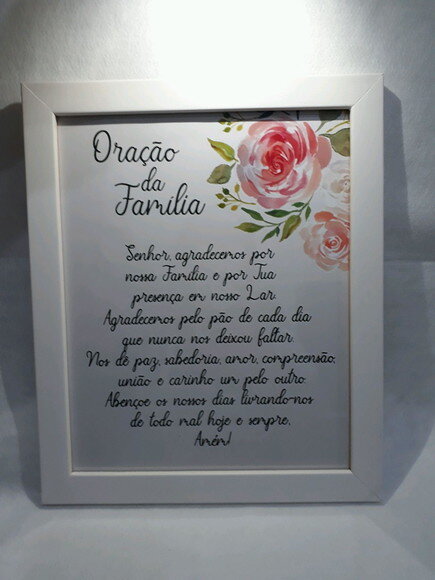 Quadro Decorativo religioso com oração da família