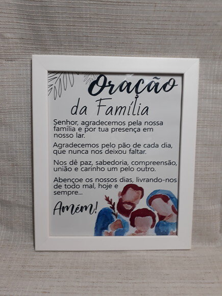 Quadro Decorativo religioso com oração da família