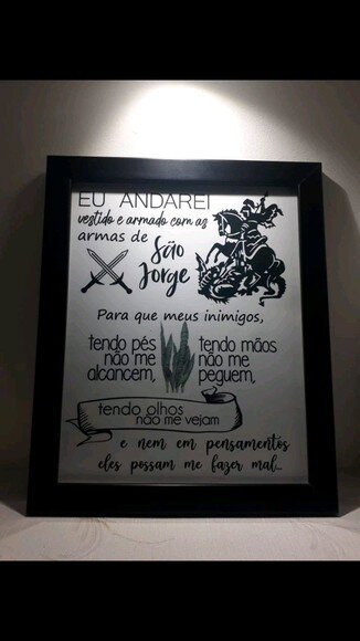 Quadro Decorativo Religioso com Oração De São Jorge