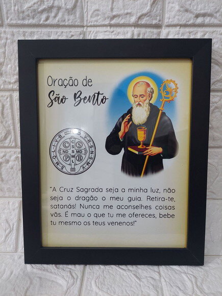 Quadro Decorativo Religioso com Oração de São Bento