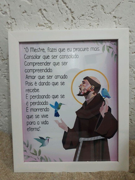 Quadro Decorativo religioso com oração de São Francisco