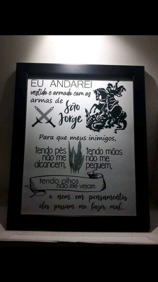 Quadro Decorativo Religioso com Oração De São Jorge