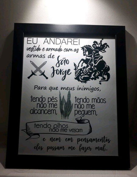 Quadro Decorativo Religioso com Oração De São Jorge