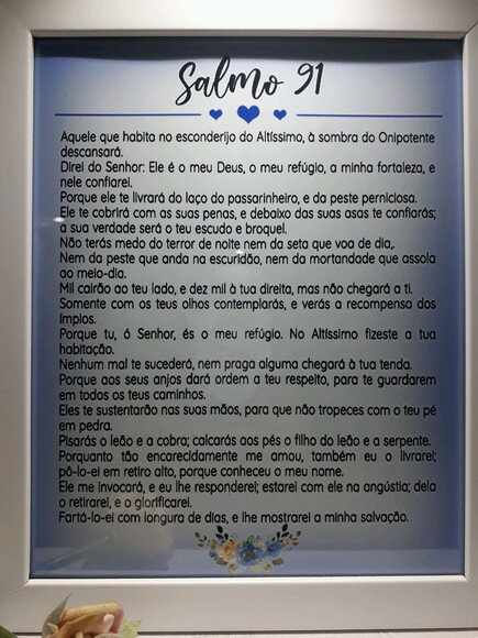 Quadro Decorativo religioso com Salmo 91