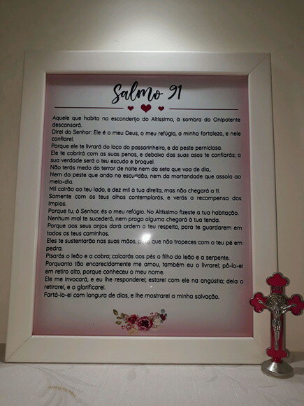 Quadro Decorativo religioso com Salmo 91