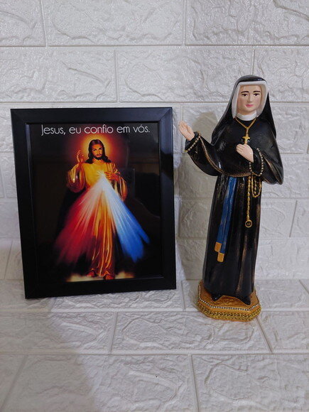 Quadro Jesus Misericordioso + Imagem de Santa Faustina