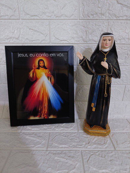 Quadro Jesus Misericordioso + Imagem de Santa Faustina