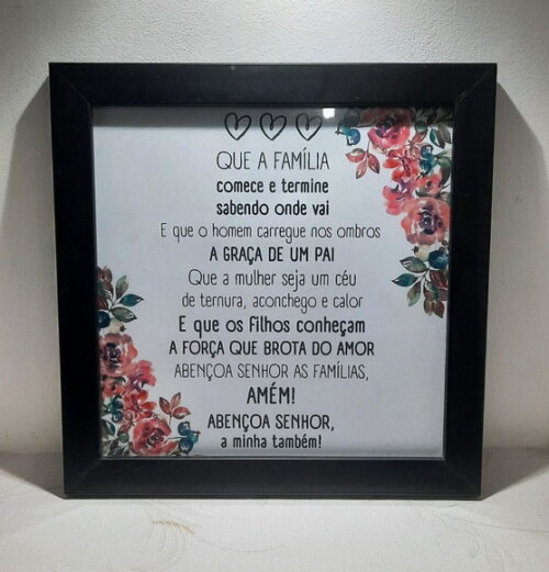 Quadro religioso com Oração pela Família