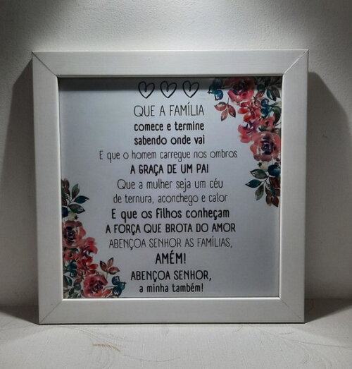 Quadro religioso com Oração pela Família