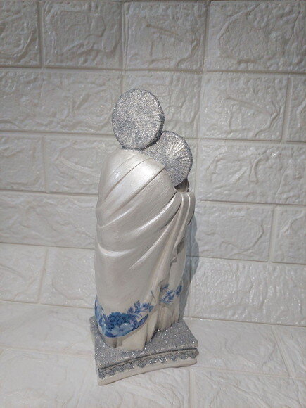 Sagrada Família 30 cm , Pintura Perolizada e Prata