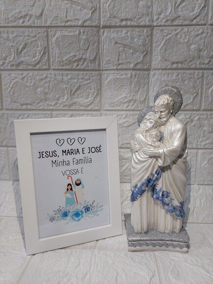Sagrada Família com Quadro Moldura Branca Branca