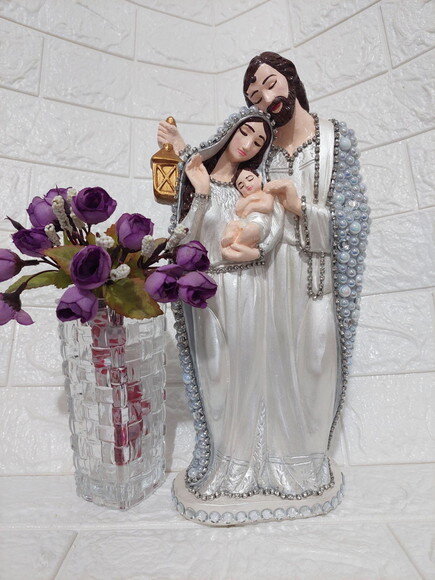 Sagrada Família de Nazaré , 30cm , Cor Prata