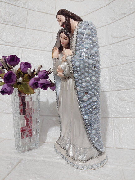 Sagrada Família de Nazaré , 30cm , Cor Prata