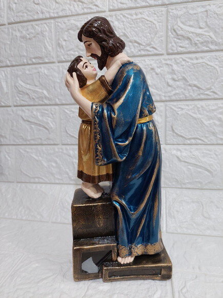 São José Afetuoso , São José Com Menino Jesus , 30cm