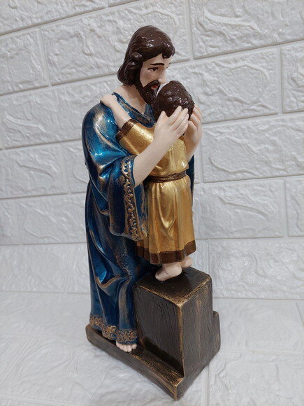São José Afetuoso , São José Com Menino Jesus , 30cm