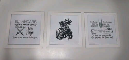Trio de quadros com oração de São Jorge