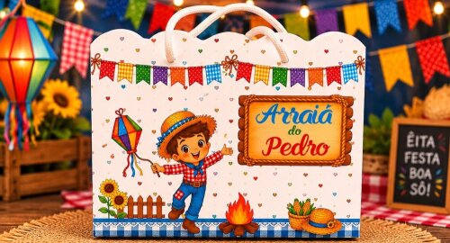 20 unidades Sacolinha personalizada Tema festa junina menino ou menina