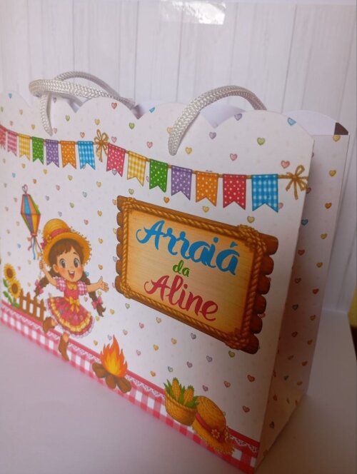 20 unidades Sacolinha personalizada Tema festa junina menino ou m