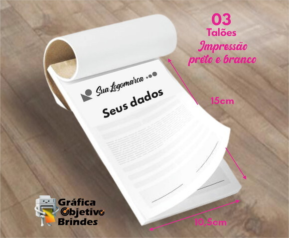 03 Talões Personalizados com 100 Folhas Cada