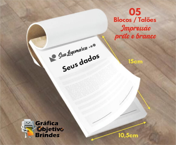 05 Talões Personalizados com 100 Folhas Cada