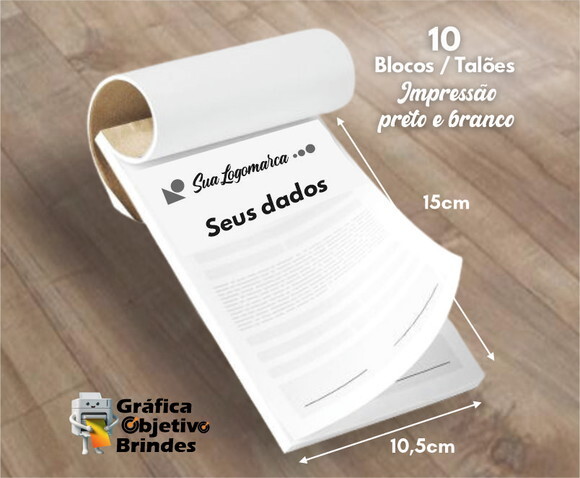 10 Talões Personalizados com 100 Folhas Cada