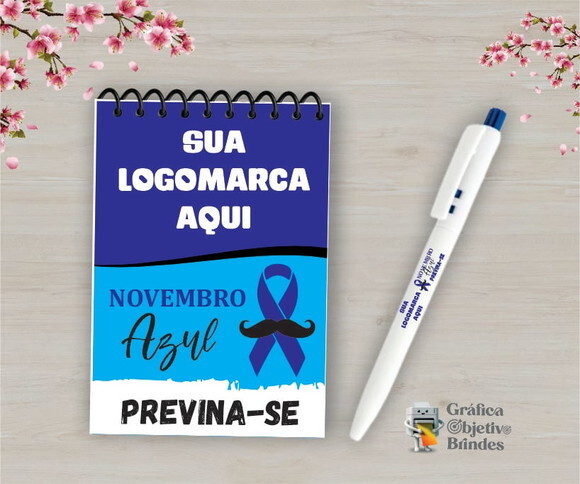 Bloquinho + Caneta Personalizados Novembro Azul