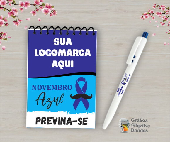 Bloquinho + Caneta Personalizados Novembro Azul