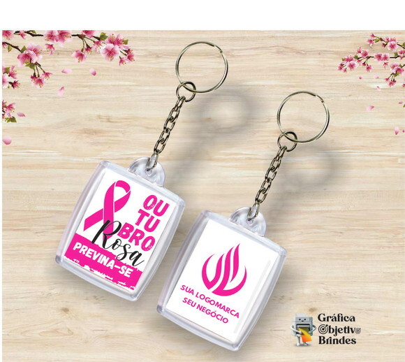 Chaveiro Outubro Rosa Personalizado - Campanha de Prevenção