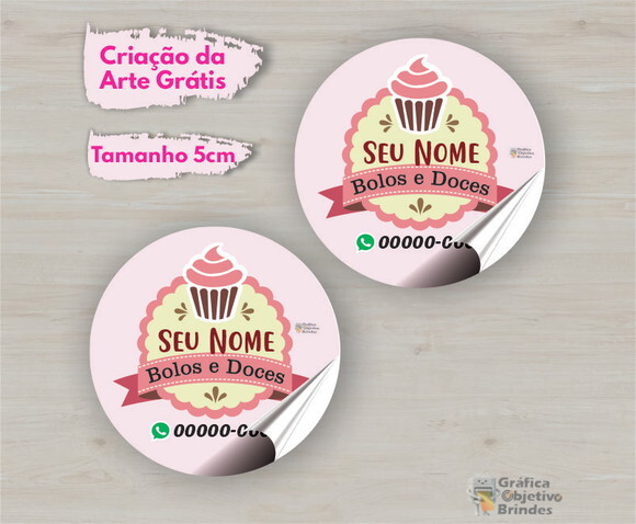Etiqueta Adesiva Personalizada 5cm - 100 Unidades