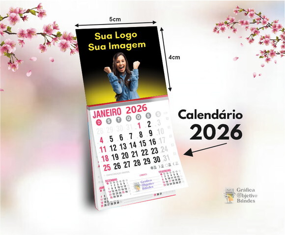 Imã de Geladeira 2026 Personalizado com Calendário - 500unid