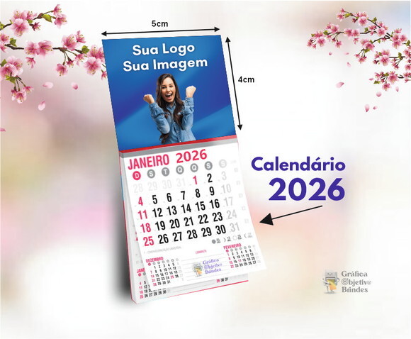 Imã de Geladeira com Calendário 2026 Personalizados - 250uni
