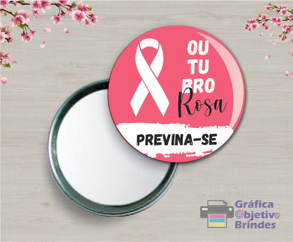 Lembrancinha Personalizada Outubro Rosa Espelho Espelhinho