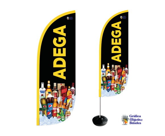 Wind Banner Adega Kit Completo Dupla Face 1,90x65cm