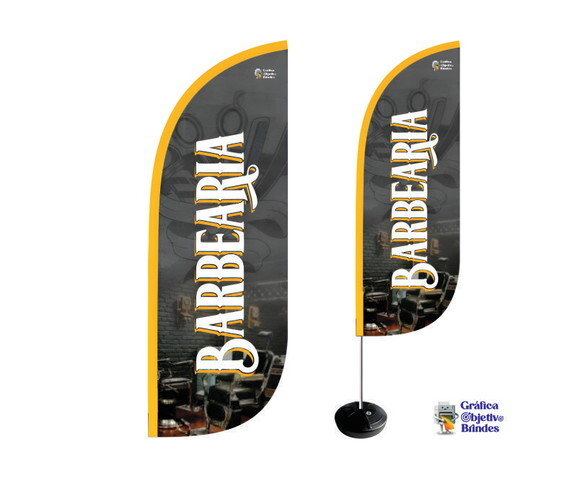 Wind Banner Barbearia Personalizado Kit Completo 1,90x65cm