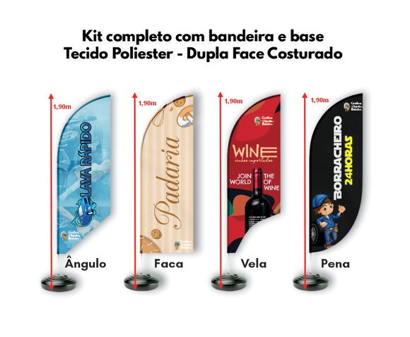 Wind Banner Dupla Face 1,90m Completo Personalize Sua Marca