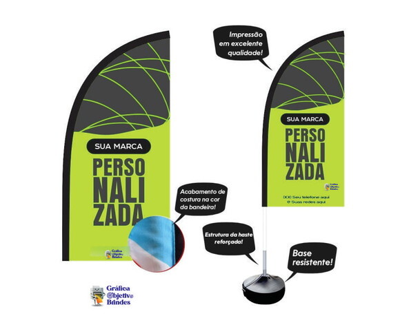 Wind Banner Dupla Face 1,90m Completo Personalize Sua Marca