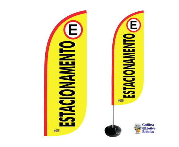 Wind Banner Estacionamento Dupla Face Kit Completo 1,90x65cm