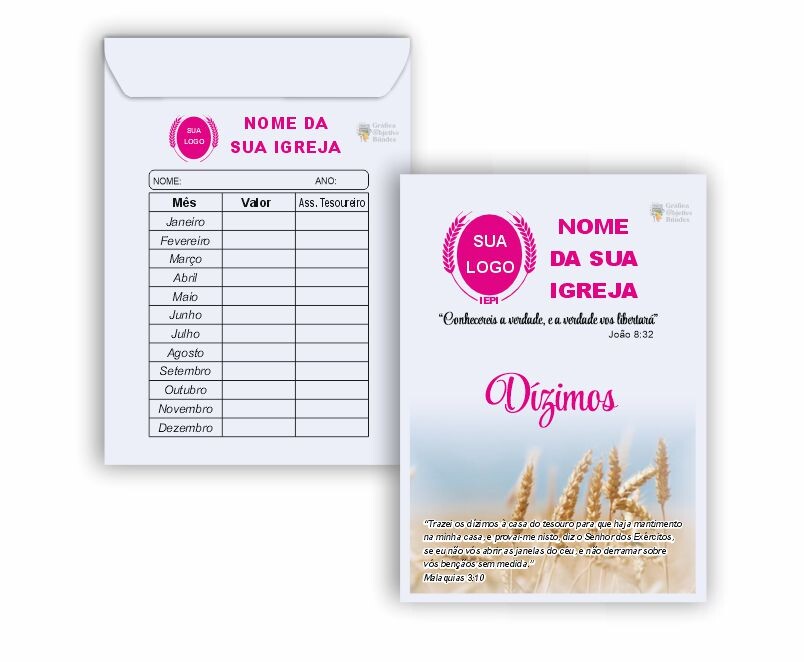 Envelope Personalizado Dízimo para Igreja - 25x17,6cm (500 unida