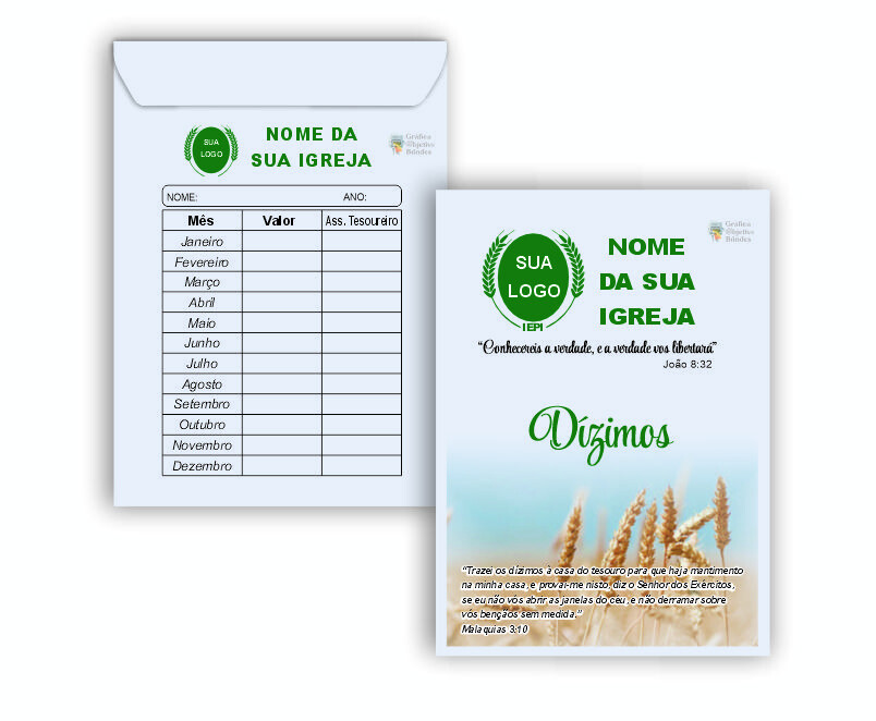 Envelope Personalizado Dízimo para Igreja - 25x17,6cm - (250 uni