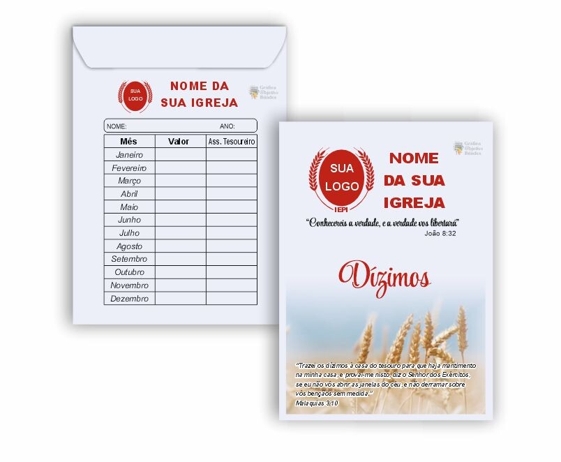 Envelope Personalizado para Igreja - Dízimo - 25x17,6cm (50 unid