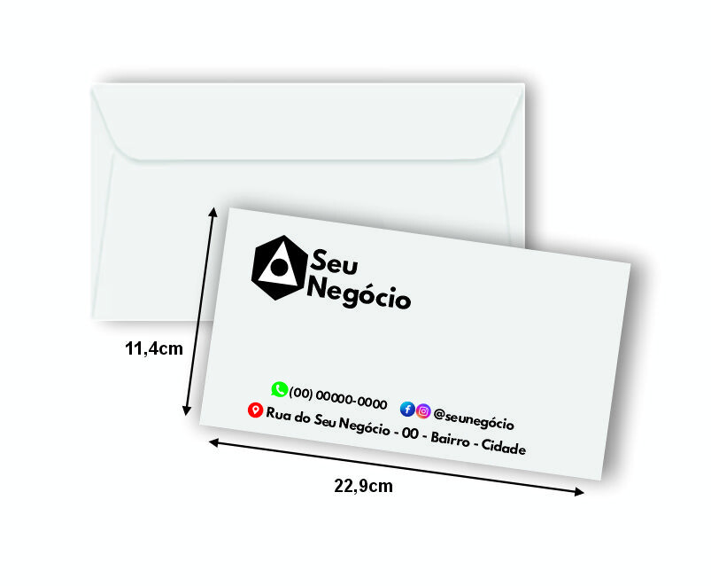 Envelopes Ofício Personalizados 22,9x11,4cm (50 unidades)