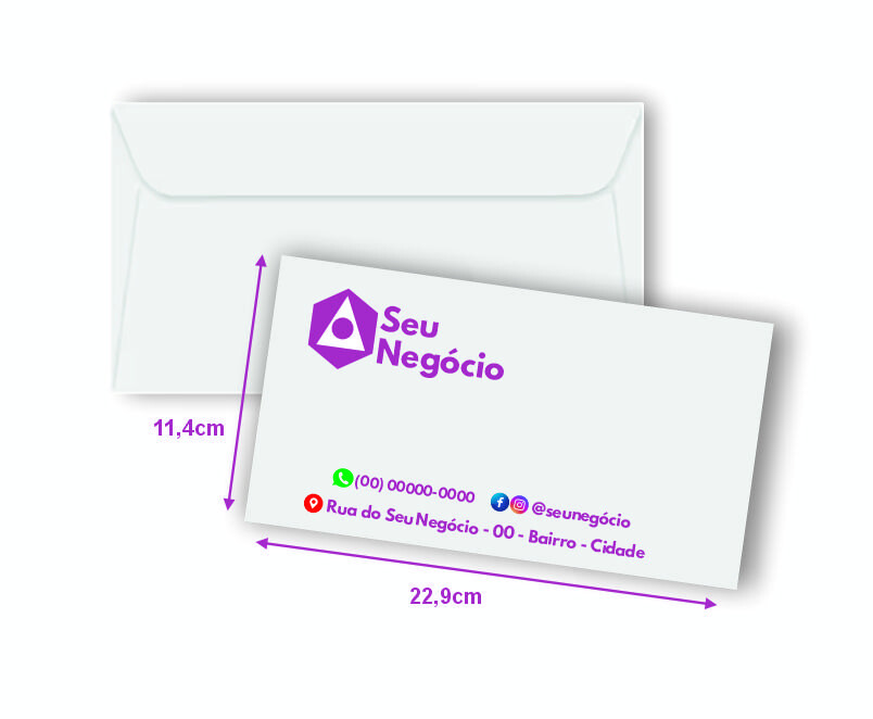 Envelope Ofício Personalizado 22,9x11,4cm (500 unidades)