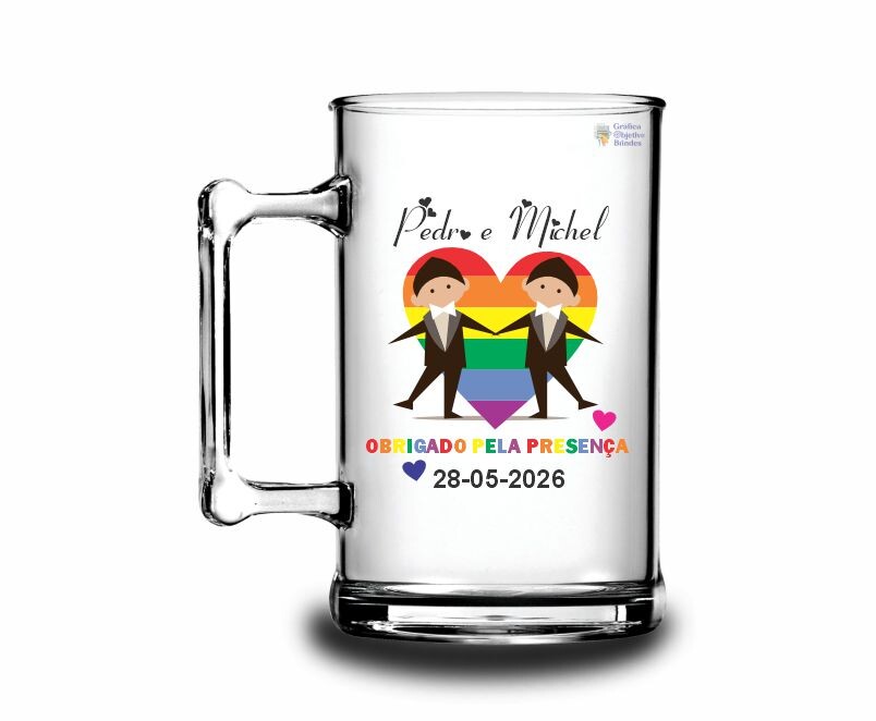 Caneca de Chopp Personalizada para Casamento Lgbtqia+