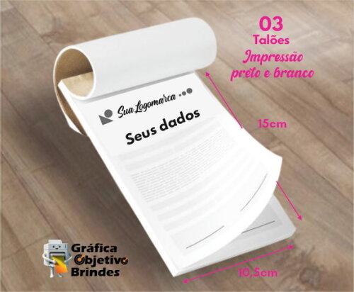 03 Talões Personalizados com 100 Folhas Cada