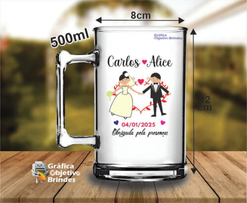 100 Canecas de Chopp Personalizadas para Casamento